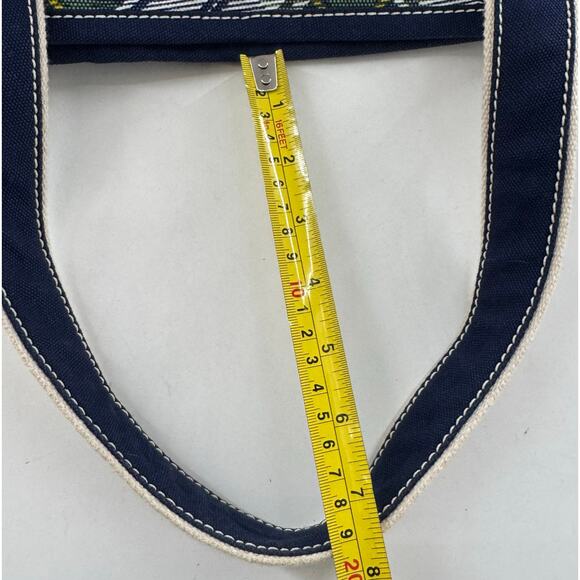 VTG Lands End CANVAS TOTE BAG Red Holiday Bird Floral LARGE Pocket Zipper - Picture 7 of 8